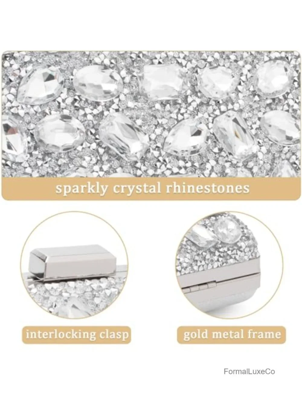 Rhinestone Clutch Purse Evening Bag Crystal Beaded Handbag Party
